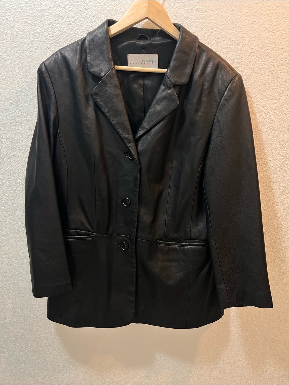 Laura Clements Black Leather Blazer Jacket lambskin soft quiet luxury